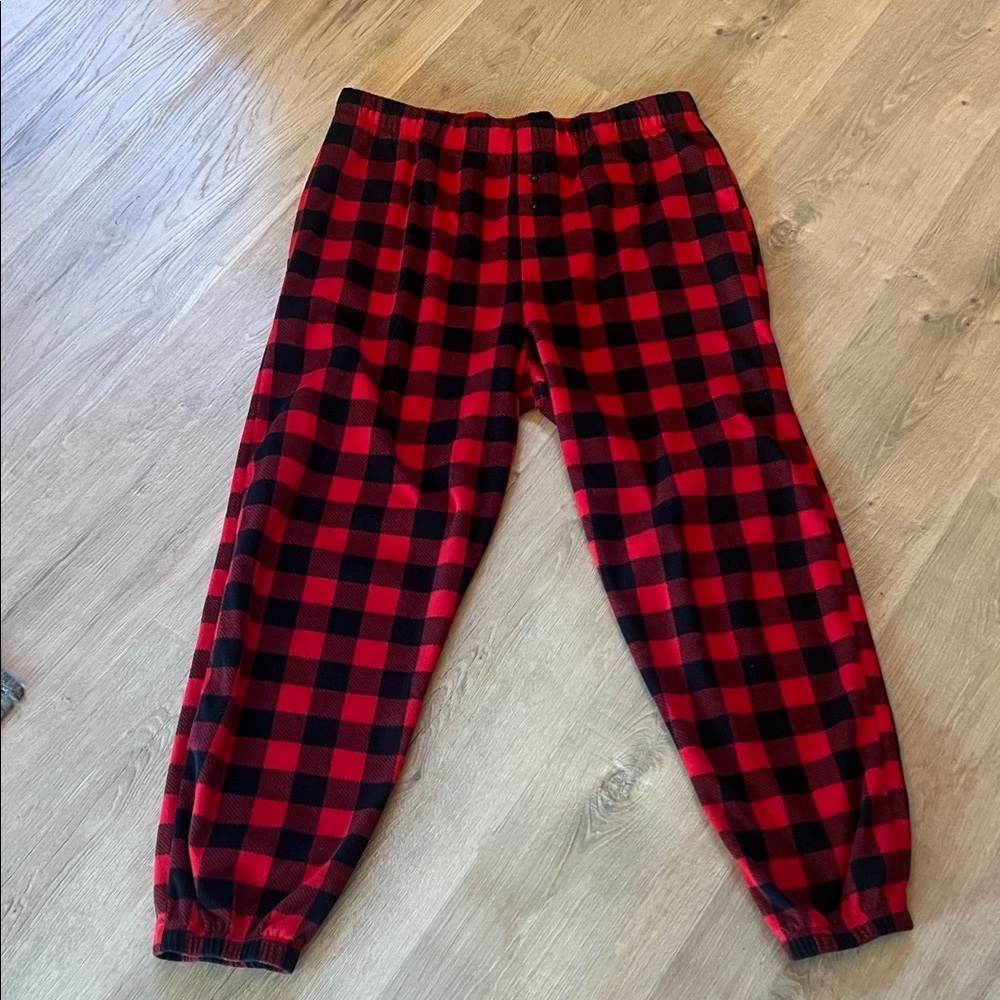 PINK Victoria's Secret Red and Black Plaid Sleepwear Joggers Large Soft Flannel